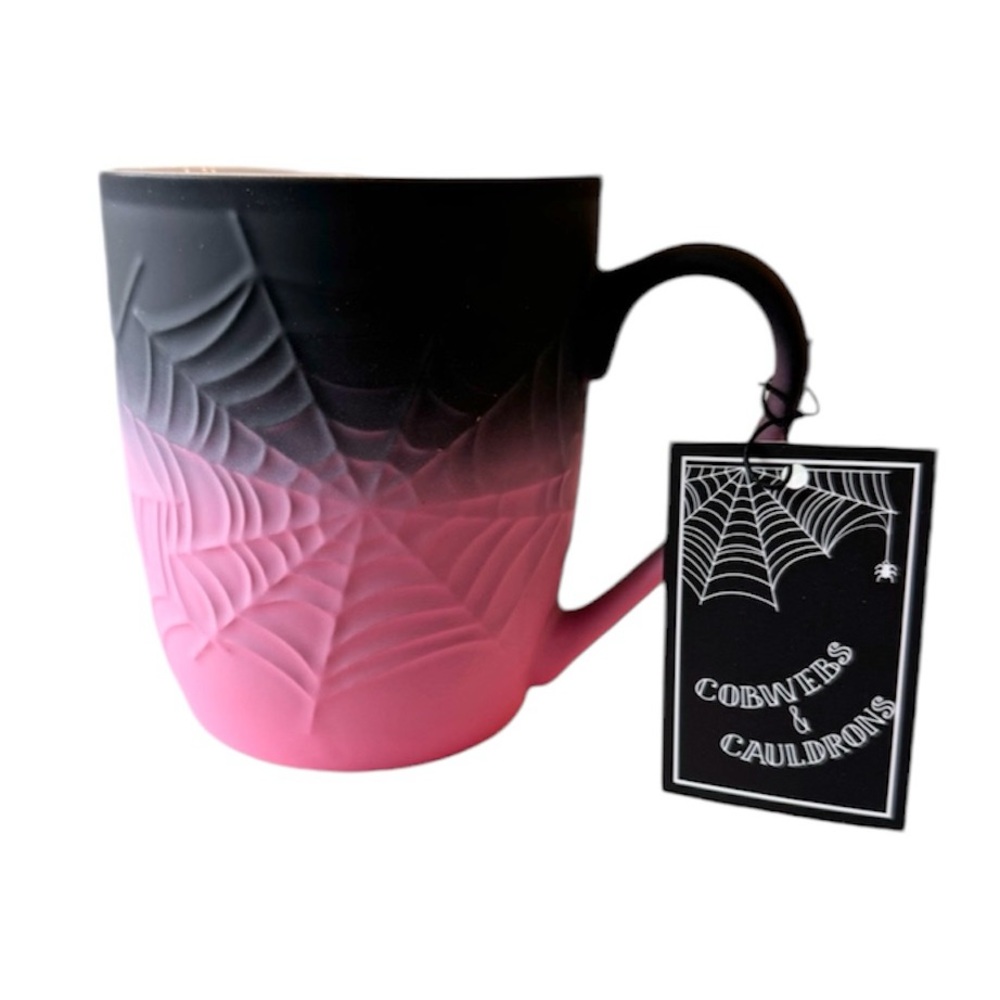 🖤 PINK + BLACK Spiderweb Soft Touch Halloween Mug NEW
